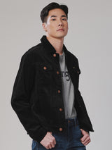 เสื้อแจ็คเก็ตผู้ชาย (ผ้าลูกฟูก) คอลเลคชั่น LEGEND OF WRANGLER ทรงตรง สีดำ