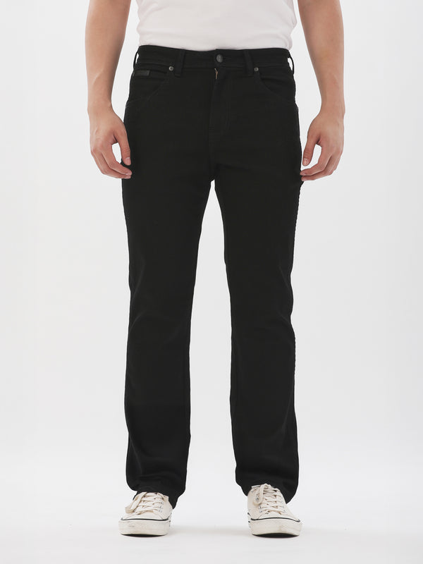 กางเกงยีนส์ผู้ชาย TEXAS SLIM FIT เอวกลาง ทรงเข้ารูป สีดำ