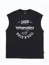 เสื้อยืดแขนกุดผู้ชาย คอลเลคชั่น WRANGLER X LOSO ทรงตรง สีดำ