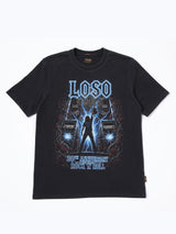 เสื้อยืดแขนสั้นผู้ชาย คอลเลคชั่น WRANGLER X LOSO ทรงตรง สีดำ