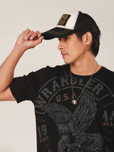 เสื้อยืดแขนสั้นผู้ชาย ทรงตรง สีดำ