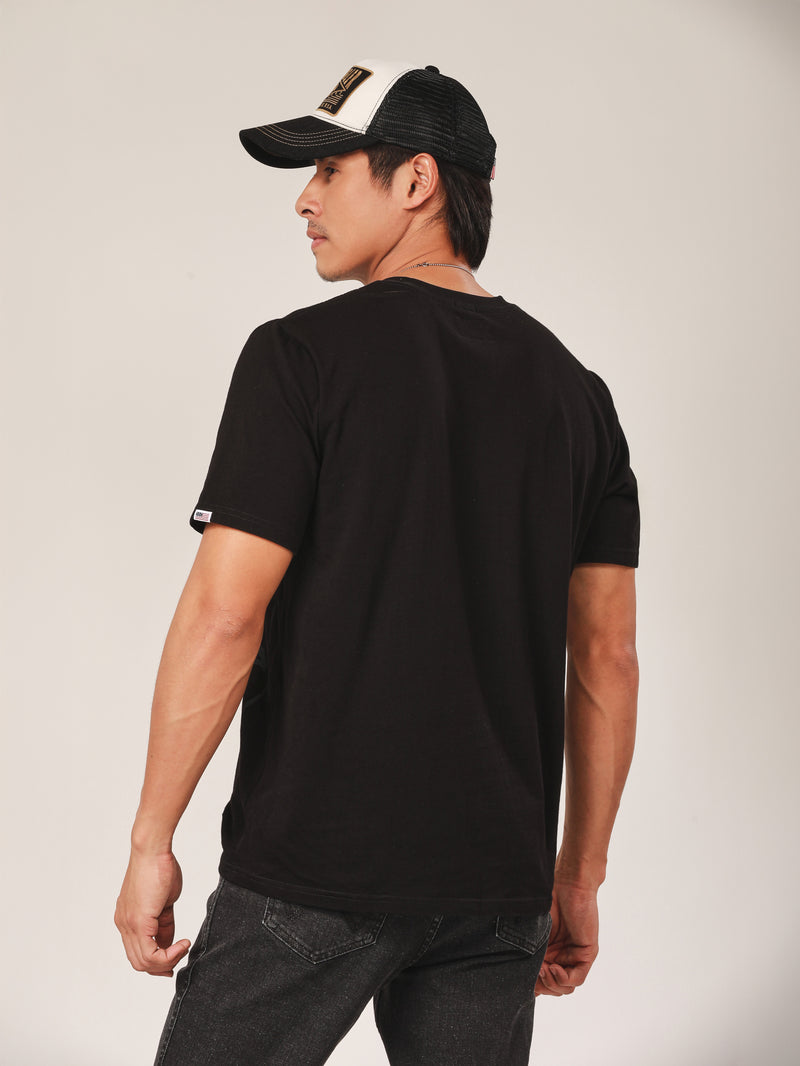 เสื้อยืดแขนสั้นผู้ชาย ทรงตรง สีดำ