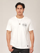 เสื้อยืดแขนสั้นผู้ชาย ทรงตรง สีขาว