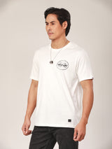 เสื้อยืดแขนสั้นผู้ชาย ทรงตรง สีขาว