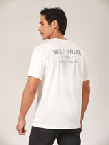 เสื้อยืดแขนสั้นผู้ชาย ทรงตรง สีขาว