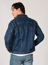 REGULAR FIT BIKER LOOK COLLECTION MEN'S DENIM JACKET MID INDIGO