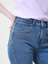 BOOTCUT FIT HIGH RISE REGULAR-BOOTCUT WOMEN'S JEANS MID INDIGO