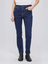 กางเกงยีนส์ผู้หญิง SLIM FIT เอวกลาง ทรงเข้ารูป สียีนส์กลาง