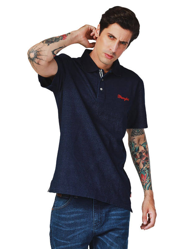 REGULAR FIT LEGEND OF WRANGLER COLLECTION MEN'S POLO SHORT SLEEVE NAVY