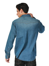 REGULAR FIT LEGEND OF WRANGLER COLLECTION MEN'S DENIM SHIRT LONG SLEEVES MID INDIGO