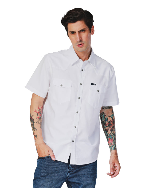 REGULAR FIT LEGEND OF WRANGLER COLLECTION MEN'S SHIRT SHORT SLEEVE WHITE