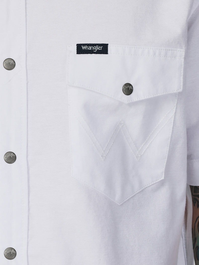 REGULAR FIT LEGEND OF WRANGLER COLLECTION MEN'S SHIRT SHORT SLEEVE WHITE