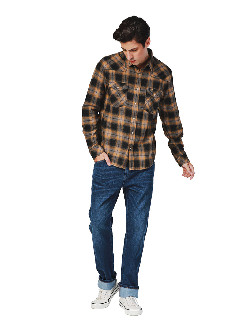 SLIM FIT LEGEND OF WRANGLER COLLECTION MEN'S SHIRT LONG SLEEVE BROWN