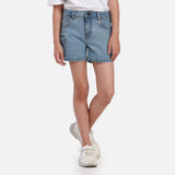 SHORTS FIT ICY PASTEL COLLECTION MID RISE GIRL'S DENIM SHORTS DENIM