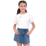 เสื้อเชิ้ตเด็กผู้หญิง BROIDERIES ANGLAIS คอลเลคชั่น ทรง SEASONAL สีขาว