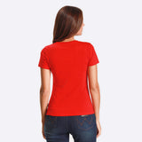 เสื้อยืดแขนสั้นผู้หญิง SLIM FIT สีแดง