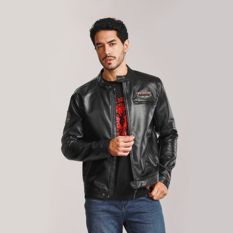 Wrangler black leather jacket Clearance