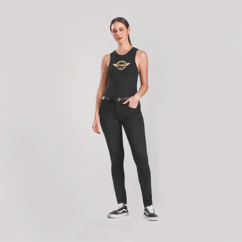 CROPPED FIT BIKER LOOK COLLECTION WOMEN'S TANK BLACK