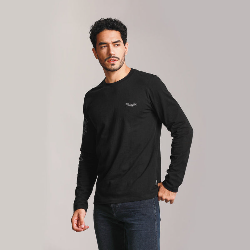 SLIM FIT BIKER LOOK COLLECTION MEN'S TEE LONG SLEEVE BLACK