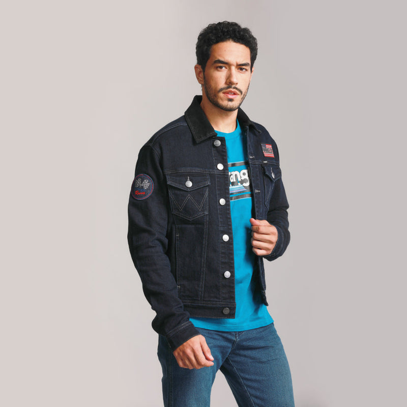 REGULAR FIT BIKER LOOK COLLECTION MEN'S DENIM JACKET DENIM