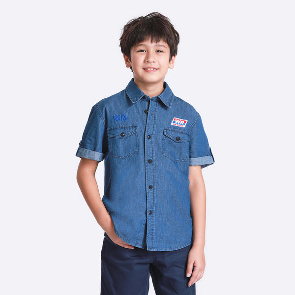 Summer Kids Denim Shirt Fashion Solid Boys Jeans Short Sleeve Cotton Boys  Double Pockets Design Tops Korean Children Clothes - AliExpress