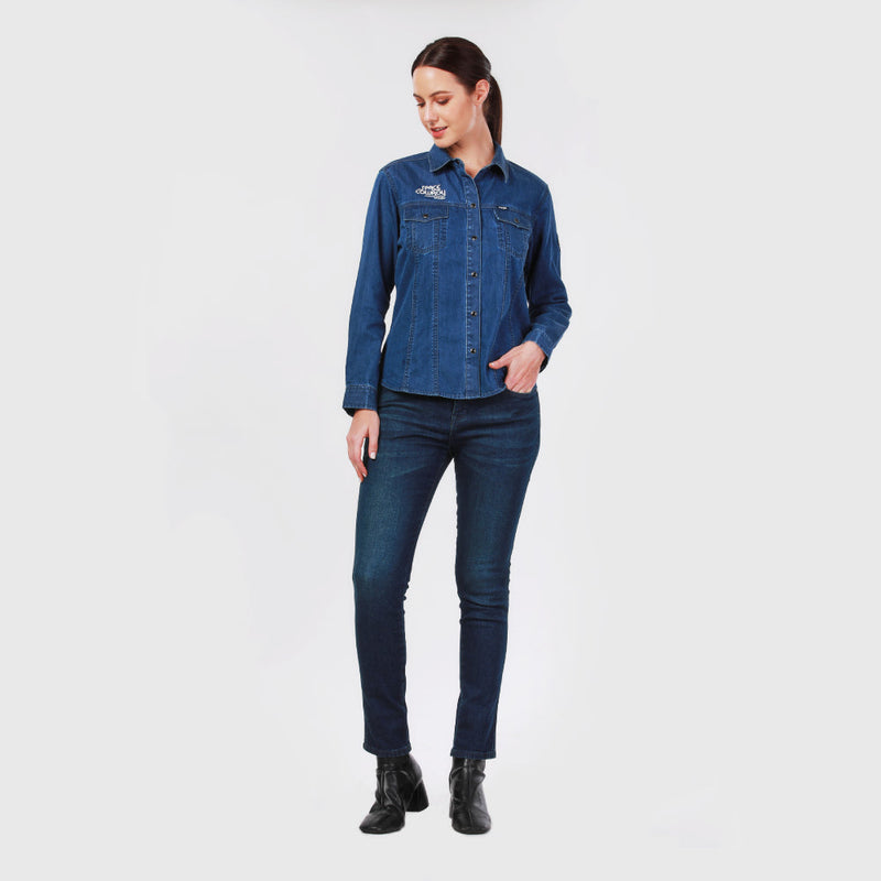 SLIM FIT BIKER LOOK COLLECTION WOMEN'S DENIM SHIRT LONG SLEEVES DENIM  8859286355821