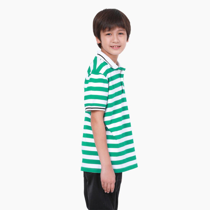 REGULAR FIT CELEBRATE COLLECTION BOY'S POLO SHORT SLEEVE WHITE&GREEN