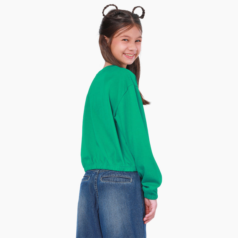 REGULAR FIT CELEBRATE COLLECTION GIRL'S TEE LONG SLEEVE GREEN
