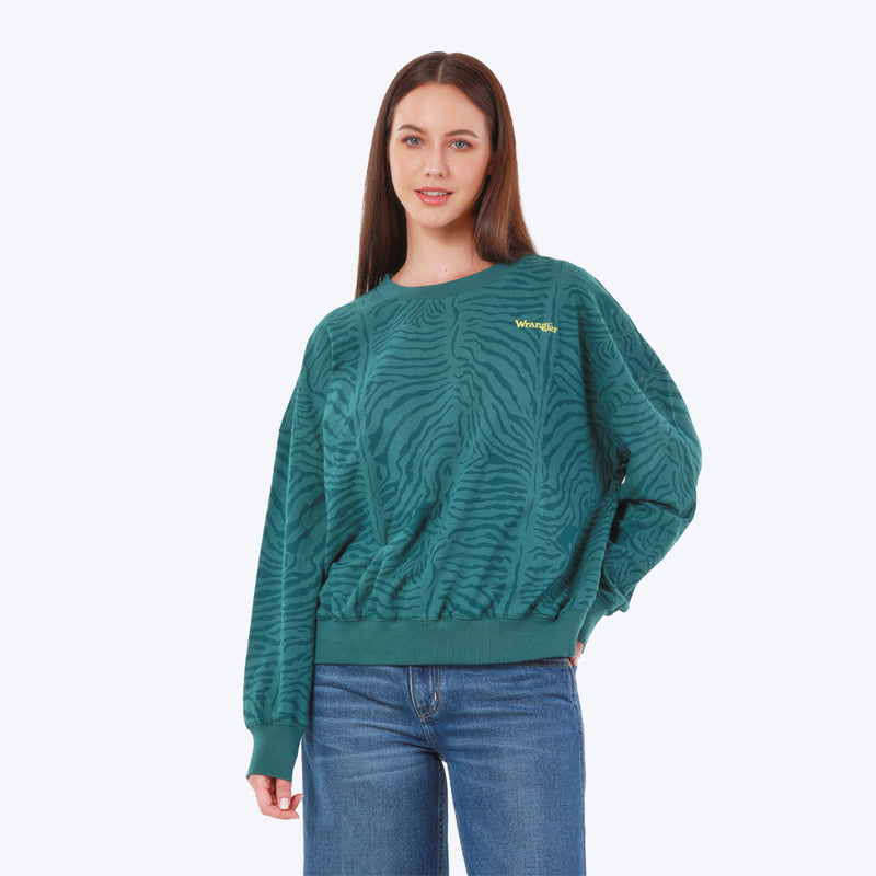 OVERSIZE FIT WILD WRANGLER COLLECTION WOMEN'S PULLOVER GREEN