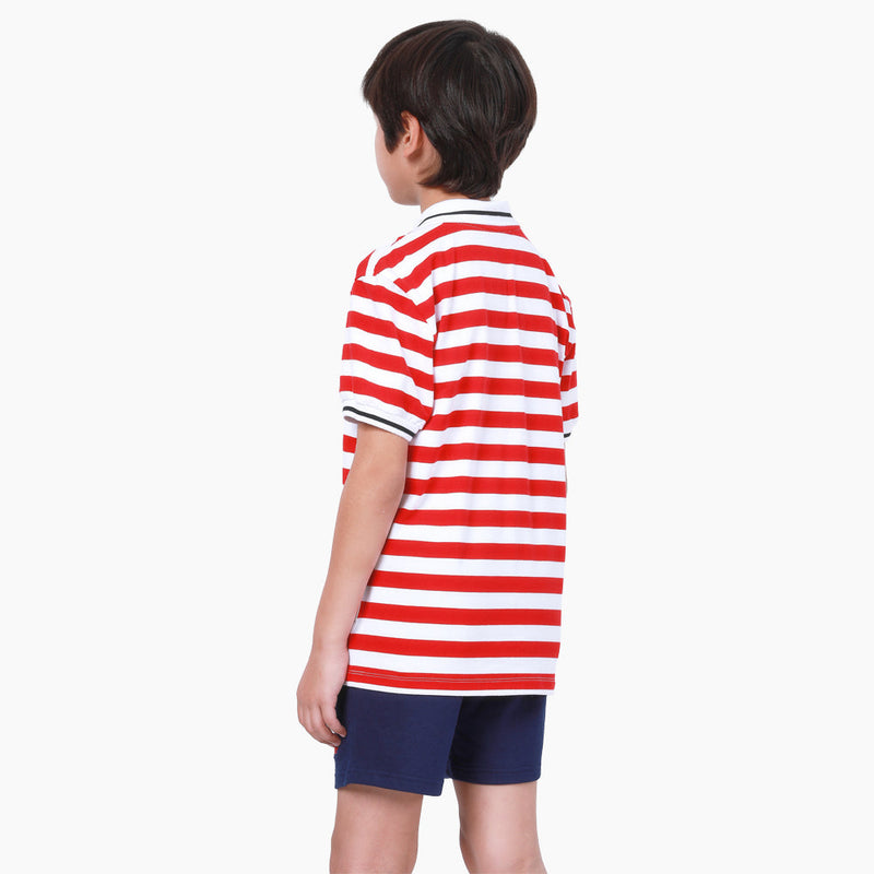 เสื้อยืดโปโลเด็กผู้ชาย คอลเลคชั่น CELEBRATE ทรงตรง สีแดง