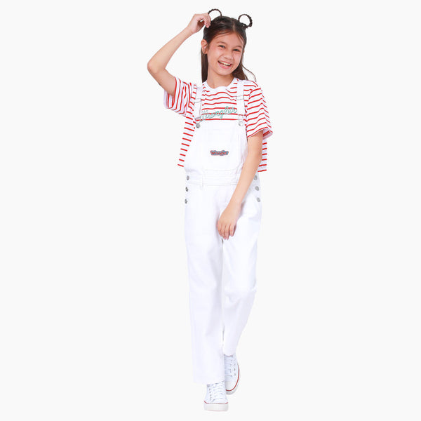 SEASONAL FIT CELEBRATE COLLECTION GIRL'S DUNGAREE WHITE