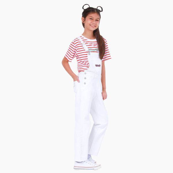 SEASONAL FIT CELEBRATE COLLECTION GIRL'S DUNGAREE WHITE
