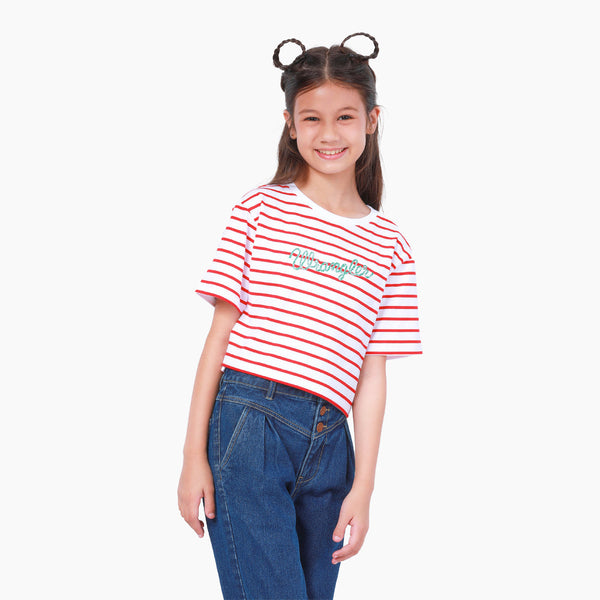 CROPPED FIT CELEBRATE COLLECTION GIRL'S TEE SHORT SLEEVE RED
