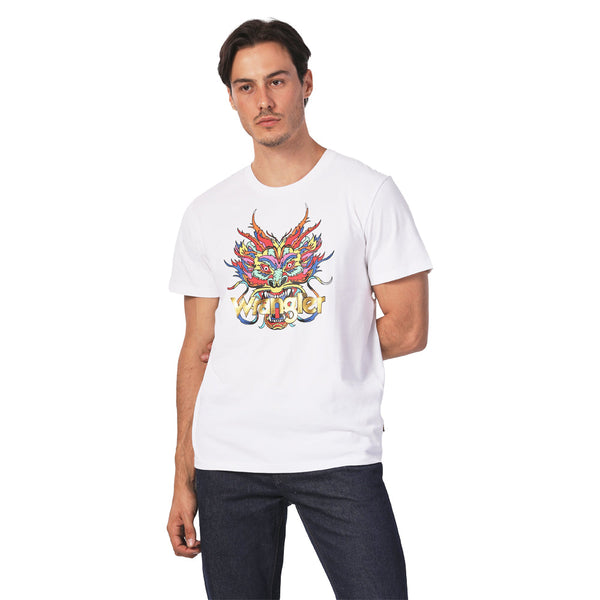 REGULAR FIT CHINESE NEW YEAR COLLECTION MEN'S TEE SHORT SLEEVE WHITE
