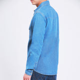 เสื้อเชิ้ตแขนยาวผู้ชาย SLIM FIT สียีนส์อ่อน